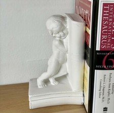 VINTAGE CERAMIC BOOKEND RETRO HEAVY FIGURINE WHITE DECORATIVE BOY 1,2 KG