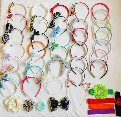 Lot 43 Girls Claire s Hair Flowers Bows Clip Head Bands Dog French Bulldog Cat