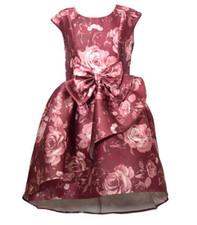 Bonnie Jean Big Girls Short Sleeved Mikado Dress Burgundy Size 10