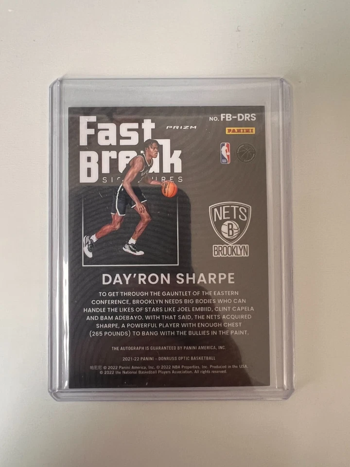 2021-22 Panini Donruss Optic Day'Ron Sharpe Rookie Fast Break Auto Silver Disco - Image 2 of 2