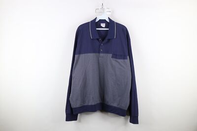 Vintage 90s Streetwear Mens 2XL Faded Striped Color Block Long Sleeve Polo Mafia
