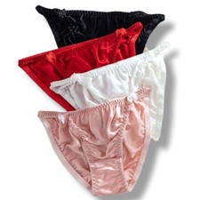 4 Pair 100 Silk Bikini Multicolor Panties For Women Beach Wear Bikinis M To XXL