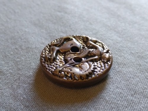 Vintage Ornate Cowboy Metal Button. - Picture 4 of 12