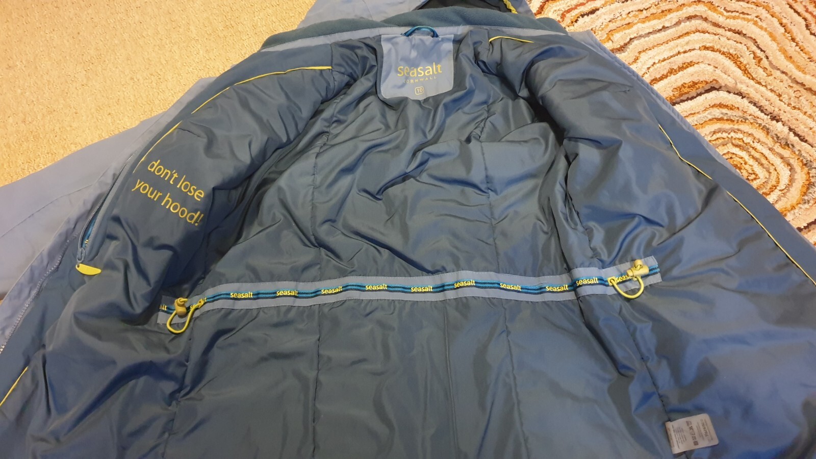 Seasalt Janelle Warm Waterproof padded Rain Coat Jacket 10 Blue Long