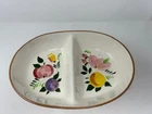 Vintage Stangl Fruit and Flowers Pattern Divided Pottery Dish - 10.5" x 7.5"