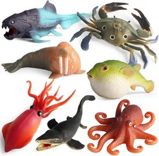 7PC Boys Girls Rubber Ocean Animals Toys TPR Stretchy Toys Squishy Sea Creatures