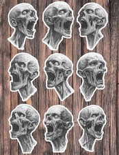 Scary Black and White Zombie Vinyl Stickers Set Scrapbooking Laptop Waterbottle