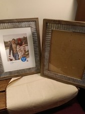 Mainstays Rustic Farmhouse Photo Frames, Set of 2, Gray Wood  Metal, 8x10