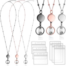 3 Pack Retractable Badge Reel Lanyard with 6Pcs Waterproof ID Holder