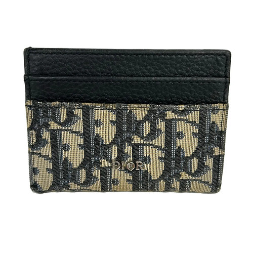 DIOR/ChristianDior Oblique/Montaigne Black Beige Jacquard Leather Card Case