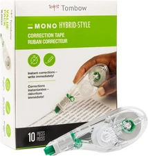 Tombow 68721 MONO Hybrid Correction Tape, 10-Pack. Easy to Use Applicator for In