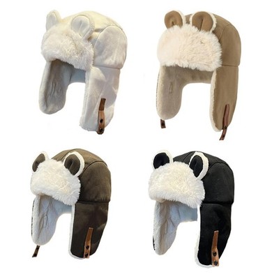 Trappermütze mit Tierohren, stylische Ohrenschutzmütze für Skifahren, Reiten,