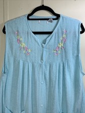 Vintage Terry Cloth Sleeveless Robe 3XL Snap Front Duster House Dress Lounger