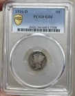 1916 D Mercury Silver Dime PCGS G4 Gold Shield