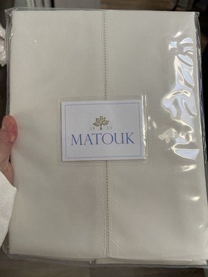 $240 Matouk Italy New 2pc King Cases Milano 600TC Cotton Percale Ivory