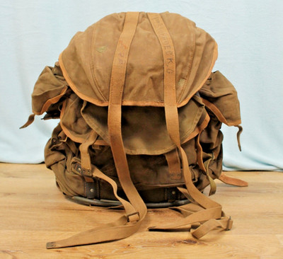 Vtg Late WWII Era British Army Bergen Backpack Rucksack Canvas Military Bag SAS