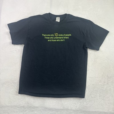 VTG Gildan Binary 10 Kinds of People Black SS Graphic Shirt Men's Large