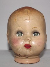 Vtg. Medium Composition Doll Head Sleepy Eyes Teeth Imperfect Restore Repurpose