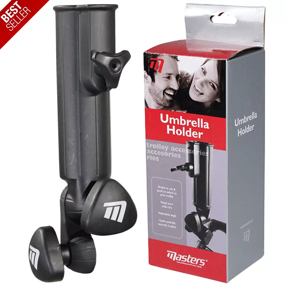 MASTERS DELUXE GOLF UMBRELLA HOLDER / UNIVERSAL / FITS ALL GOLF PUSH TROLLEYS