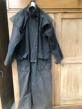 Driza-Bone Men's Brown Waterproof Waxed Cotton Long Rain Coat M Vintage 70's