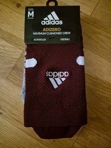 BRAND NEW! ADIDAS ADIZERO ADULT MEDIUM CUSHIONED CREW SOCKS, MAROON & WHITE!