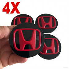 4pcs 69mm2.75 For Civic Wheel Center Caps Red On Black Rim Hubcaps Emblem