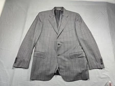 Canali Blazer Mens 44 Gray Coat Wool Jacket Suit Dark Plaid Italy Designer 