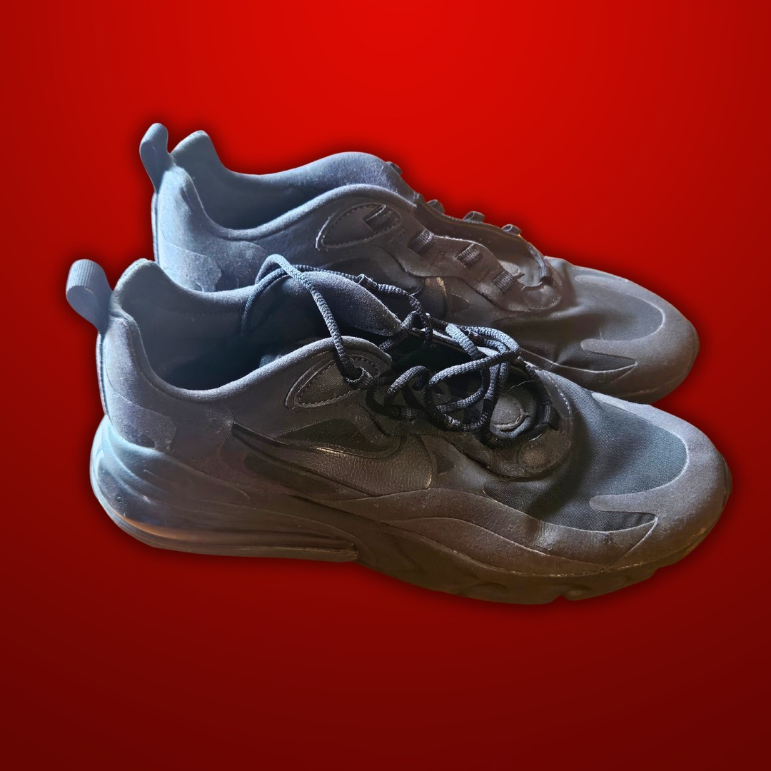 Used Black Nike Air Max 270 React Athletic Sneake… - image 1