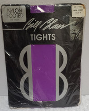 Vtg 80s Bill Blass Sz B Parma Violet /Purple 100 Nylon Footed Tights NIP U.S.A.