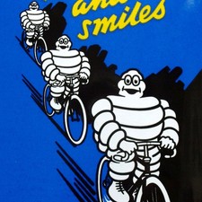 MICHELIN Tür Emailschild GB um 2005 Bibendum Bicycle Race Fahrradreifen MAKELLOS