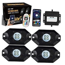 RGBW LED Rock Lights with Phone App/Remote Control  Timing  Music 4 Pods