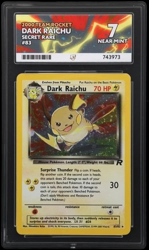 Pokémon Dark Raichu TCG Team Rocket Holo Card 83/82 Secret Rare ACE 7