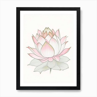Lotus Blume Muster Bleistift Illustr gerahmt Wandbild Poster Leinwanddruck Bild