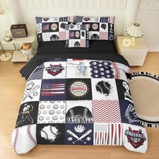 6 Piece Baseball Comforter Set Twin, Baseball Theme Comforter, Sports Softbal...