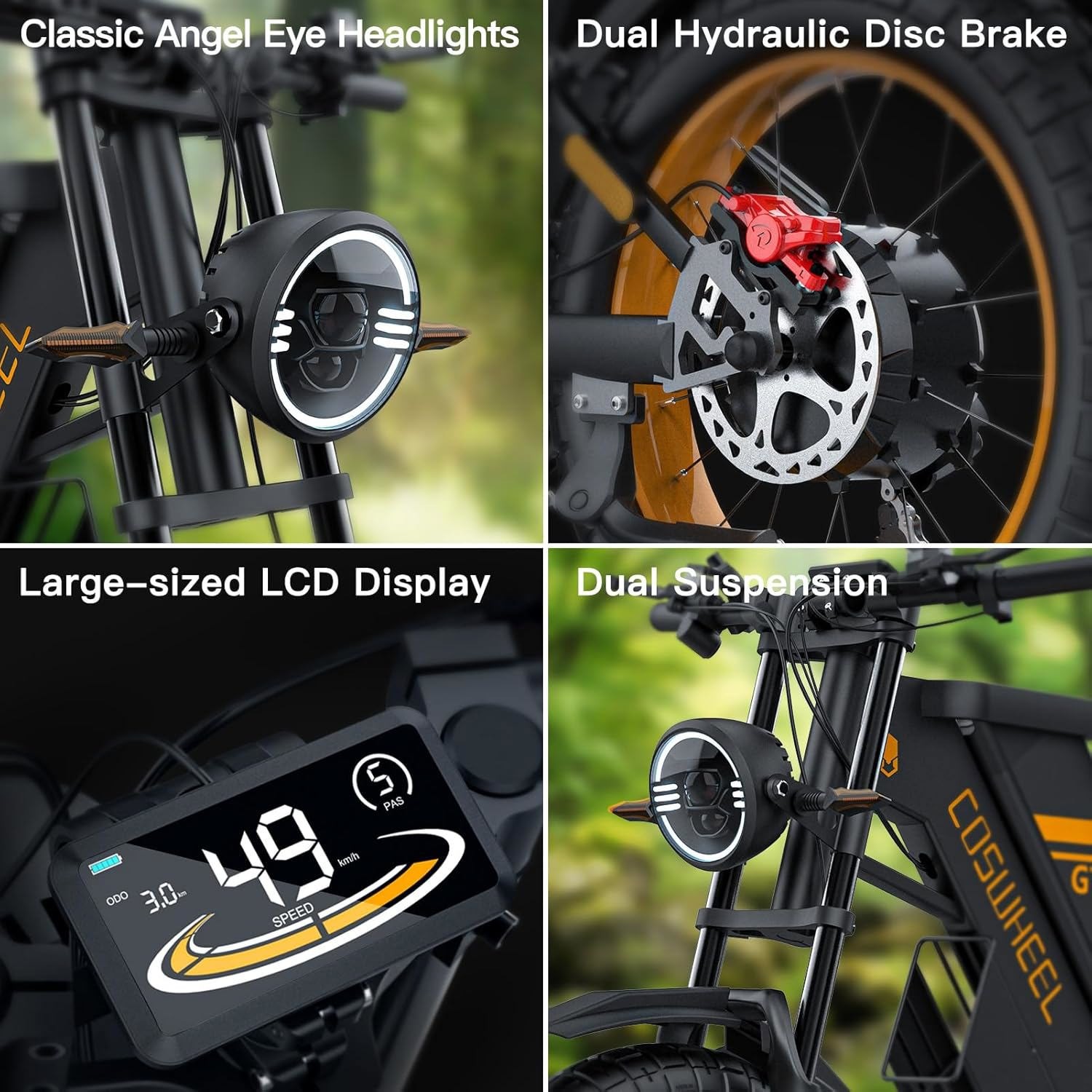 Dual Motor Electric Mountain Bike 48v Peak 3000w Motor Fat Tire Motorcycle Ebike