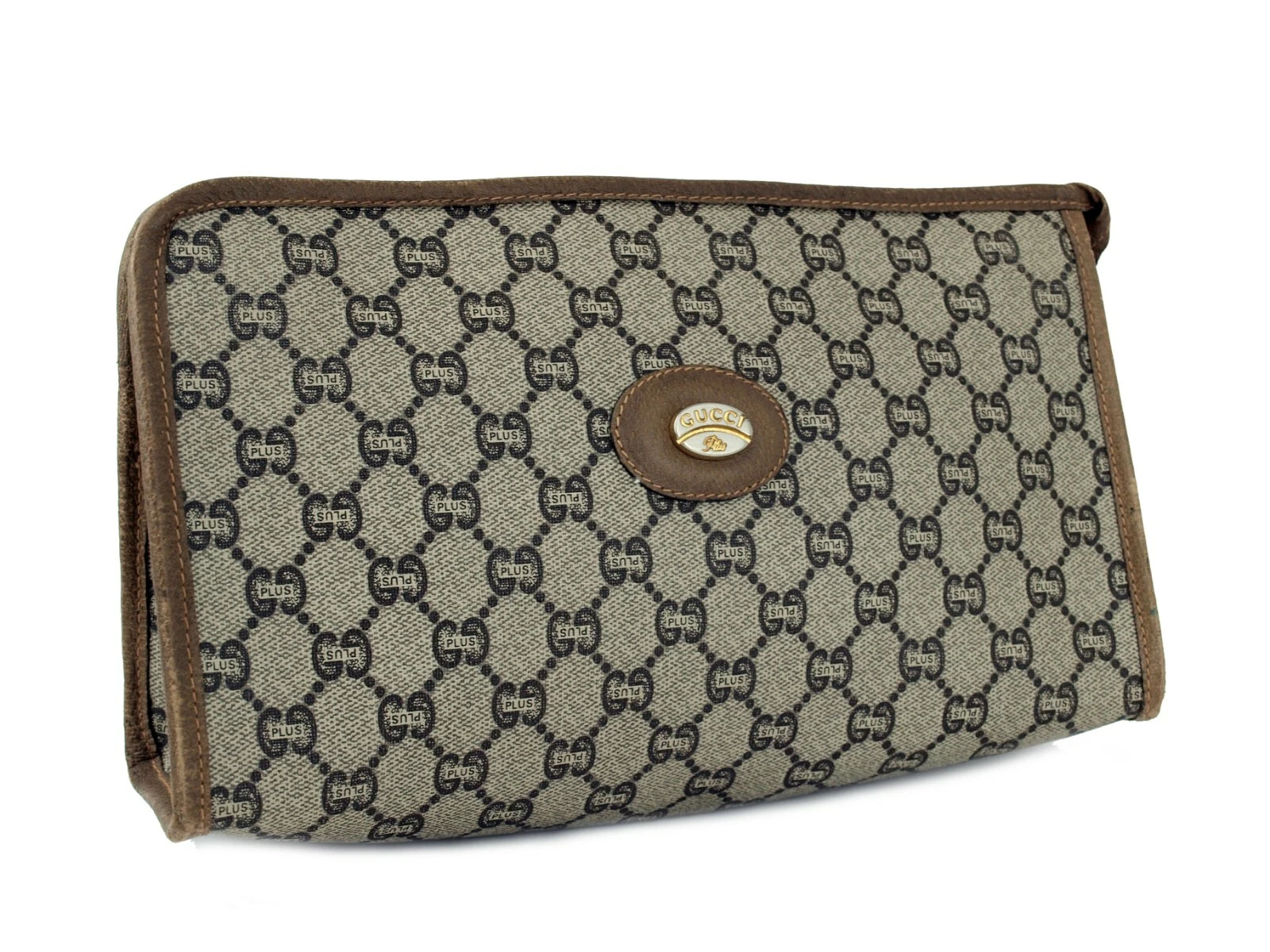 Sac à main GUCCI GG PLUS marron toile et cuir accessoires sac à main d'occasion Italie