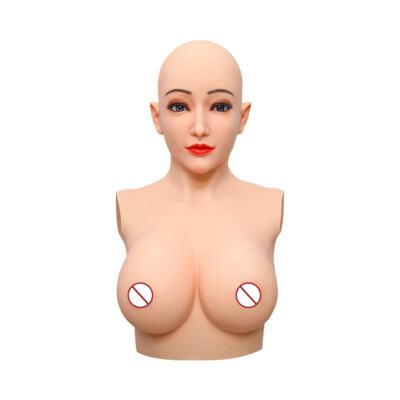 Crossdresser Silicone Female Mask With D Cup Breast Forms Realistic Face Masks