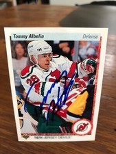 1990-91 UPPER DECK #88 TOMMY ALBELIN SIGNED AUTOGRAPHED CARD