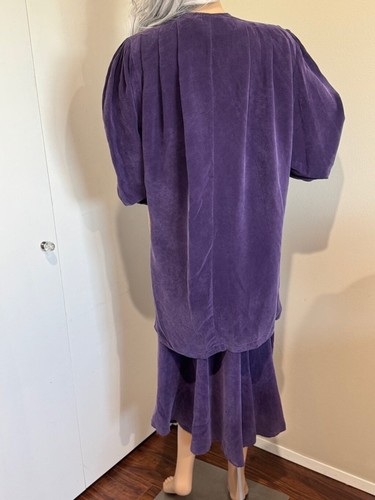 Vintage 80’s Women's Tidorpha Aphrodite sandwashed silk Skirt Suit, M Purple GUC - Picture 6 of 13