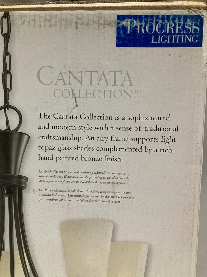Lámpara de araña Progress Lighting P4006-77 Cantata 5 luces 23" bronce forjado Foto 3 de 4