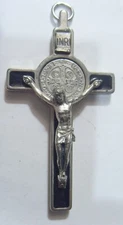 vintage pectoral catholic Sint Benedict crucifix exorcism cross pendant EL1053