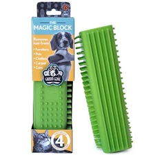 Groom Genie Magic Pet Block Brush Hair Remover For Cat & Dog - Field Green
