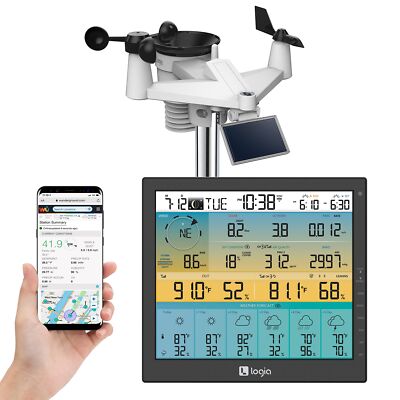 Logia 7-in-1 Wi-fi Weather Station, 6 Day Forecast, Solar Panel & 10'' Screen