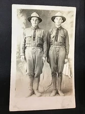 Soldiers Military Pose US Flag in The Background Post Card Postcard