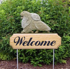 Pomeranian Wood Welcome Outdoor Sign Cream