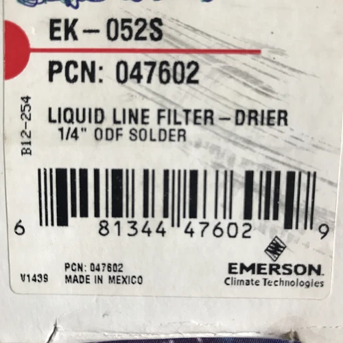EK-052S Emerson Liquid Line Filter - Drier