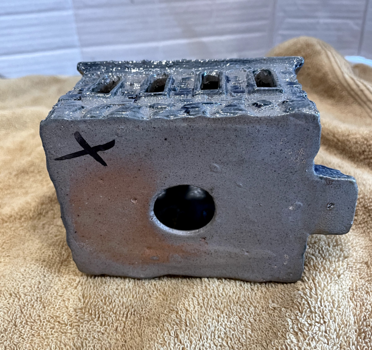 Lighted  Rowe Pottery Cornerstone Village Glen Valley School  1999  rare