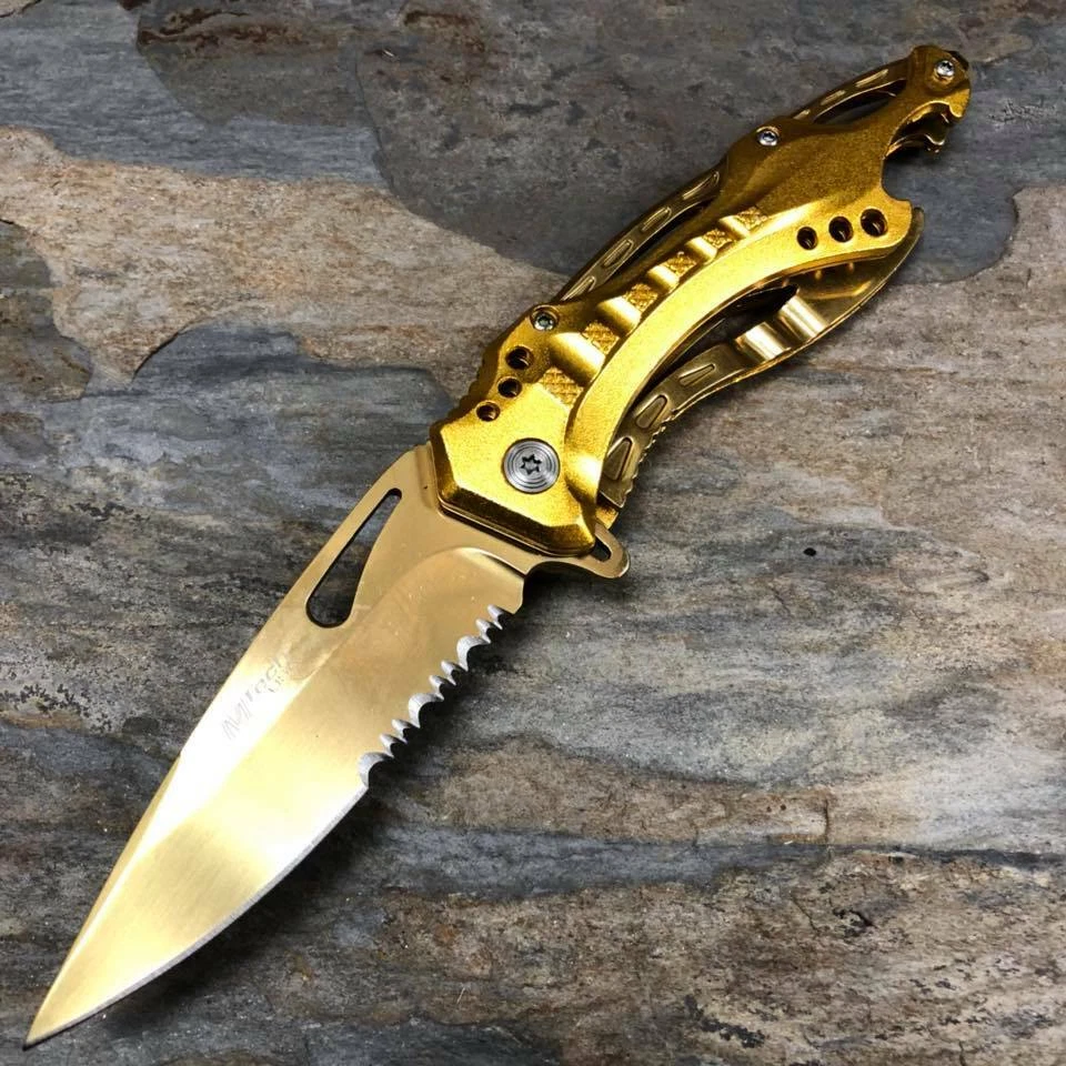 MTech Ballistic GOLD TITANIUM Spring Assisted Bottle Opener Folding Pocket Knife - Image 3 of 4