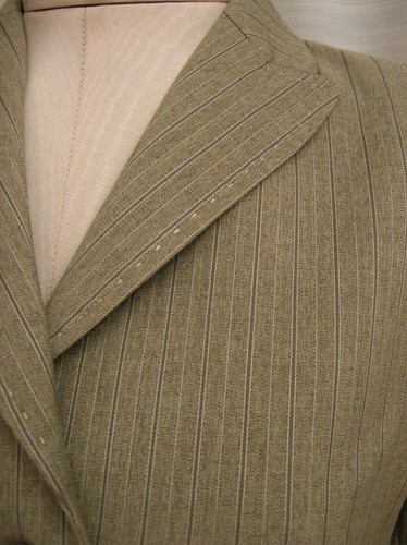 NWT ECCOCI size 4 VINTAGE TAN BEIGE WOOL PINSTRIPED JACKET BLAZER - Picture 4 of 4