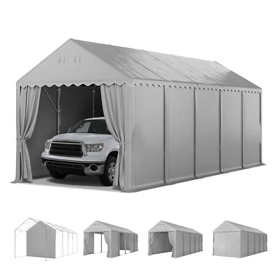 PHI VILLA 13x32ft Storage Canopy with Sidewalls Outdoor Portable Heavy Duty Shelter Tent